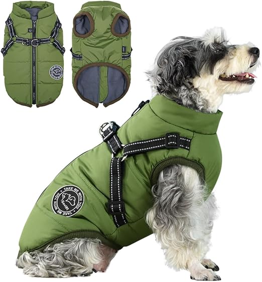 Savlot Dog Jacket Winter Vest Jackets Dog Coat Dog Jumper Pet Skiing Costume Sleeveless Cotton Padded Vest with Chest Strap