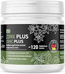 GreenPet Zinc for Dogs 120 Tablets - Zinc Tablets Plus Vitamins for Dry Skin, Itching Dog, Hair Loss, Immune System, Coat Change, Zinc Dog for Claws & Fur