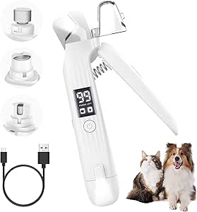 Simpeak 2-in-1 Claw Care for Dogs, Nail Clippers for Cats, Electric Claw Grinder with LED Light, Rechargeable Nail Scissors, Trimmer, Nail File for Various Body Types, Pet