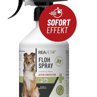 ReaVET Flea Spray for Cats and Dogs 500 ml – Instant Protection Against Fleas in Infestation & Preventive with Long-Term Protection, Flea Agent Also for Home, Furniture I Anti-Flea Spray