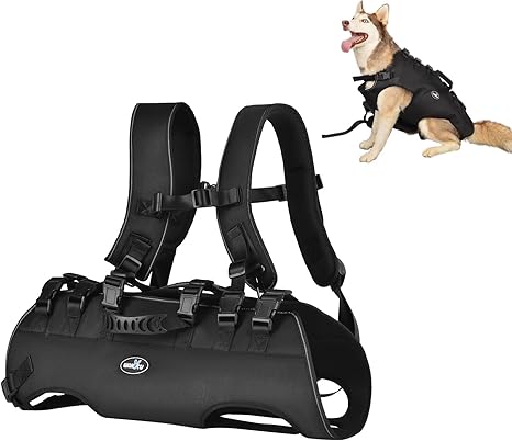 Wakytu Dog Lifting Harness for Large Dogs Emergency Backpack Dog Carry Bag for Disabled Joint Injuries Elderly Dogs Up and Down Stairs Cars Dog Carrier 30-40 kg