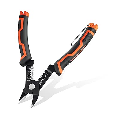 ValueMax 3-in-1 Wire Stripper (20-10AWG), Professional Manganese Steel Wire Stripper, Cutting and Crimping Pliers, Compact Cable Pliers with TPR Handle for Electricians, Technicians, DIY and DIY