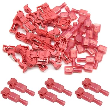 CEEYSEE T Faucet Wire Connector 22-18AWG Red Self Insulation and Nylon Male Spade Terminal Quick Disconnect Kit (NXJH)