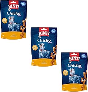 Rinti Chicko Mini Cheese Cube with Chicken, Pack of 3, 3 x 80 g, Prepared from Fresh Chicken Breast Fillet, Gently Air Dried, Resealable, Without Soy and Meat Meal