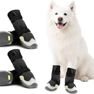 BnbnPup Dog Shoes, Paw Protection, Pack of 4, Waterproof and Breathable with Non-Slip Sole and Reflective Fastening, for Small, Medium and Large Dogs, Outdoor Dog Boots (3#)