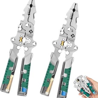 Tuvilo Electrical Bender 9 in 1 Multifunction Wire Stripper Electrician Electric Cutter with Measuring Function Automatic Wire Stripper