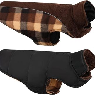 CITÉTOILE Warm Dog Coat, Winter, Waterproof Dog Coat with Belly Protection, Winter Coat for Small, Medium, Large Dogs, Reversible Dog Jacket, Dog Clothes with Harness Hole, Reflective, Brown, M