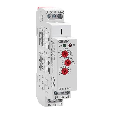 GEYA 16A Multifunction Time Relay, 10 Functions, AC/DC 12V-240V, 2 Outputs Control Relay (GRT8-M2, AC/DC12V-240V)