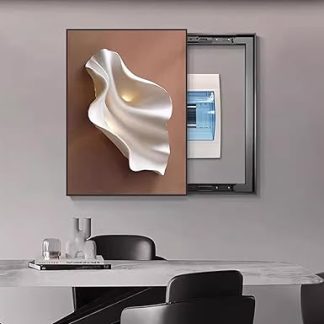 Breaker Box Cover Decorative, Wall-Mounted Cover for Switch Panels Distribution Box Minimalist and Elegant Design for Living Rooms, Bedrooms, Offices, Cafés Black-B 35 x 45 cm