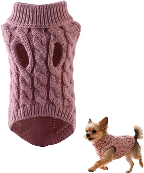 Soft and Comfortable Knitted Dog Jumper Small Dog Winter Warm Dog Jumper Small Dogs and Cats (Pink/S)