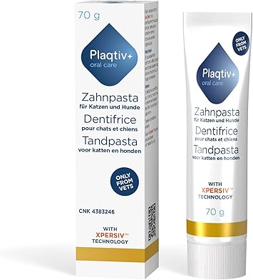 Plaqtiv+ Toothpaste, 70 g tube, care product for dogs and cats, can contribute to good oral hygiene, can help inhibit the formation of tartar