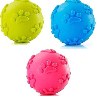 ZHXMALL Pack of 3 Dog Toy Ball, Squeaky Ball, Dog Chew Toy Balls, Rubber Balls, Floating Dog Ball (Blue, Pink, Green)