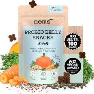 noms+ Probio Belly Snacks for Dogs | for Sodrenning, Grass Eating, Feces & Constipation | Intestinal Building with Probiotics Biotics³ Complex | Suitable for Allergy Sufferers & Sensitive Dogs | XXL