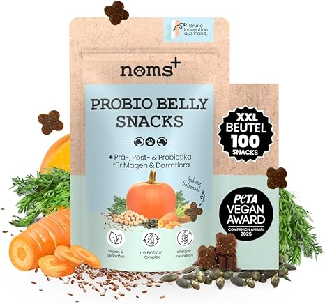 noms+ Probio Belly Snacks for Dogs | for Sodrenning, Grass Eating, Feces & Constipation | Intestinal Building with Probiotics Biotics³ Complex | Suitable for Allergy Sufferers & Sensitive Dogs | XXL