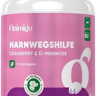 Animigo Urinary Aid for Dogs - 120 Capsules for Pets - With Cranberry, D-Mannose, Astragalus, Licorice, Nettle & Marshmallow Root - For Pets of All Ages - Urinary Aid for Dogs