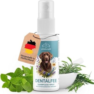 pfotenkumpels Dental Fee - Dental Spray/Dental Care Spray for Dogs and Cats - Removes Tartar & Plaque - 100% Natural - 50 Fermented Herbs - Fresh Breath - 100 ml - Lasts up to 9 Months