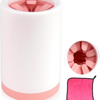 Paw Cleaner for Dogs, Silicone Paw Cleaner, 2 Different Colours, Pets Foot Cleaning Brush, Pet Care with a Towel for Pet Massage Care (Pink)