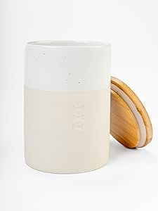 TrendPet Clay Snack Canister for Dogs with Bamboo Lid