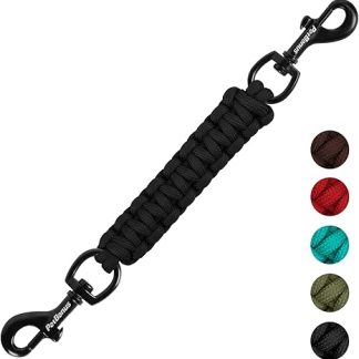 PetBonus Dog Collar Clips, Handmade Safety Strap for Dog Harness, Spiked Collar, Double Ended Leash Connector (Black)