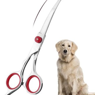 Dog Scissors, Curved Fur Scissors for Dogs, Dogs and Cats, Safety Round Tip Grooming Scissors, Stainless Steel Fur Scissors for Dogs and Cats (Curved Scissors)