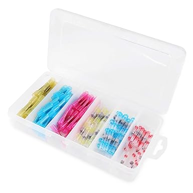 TuToy 150 Piece Solder Seal Wire Connectors Heat Shrink Butt Connector Waterproof Insulated Electrical Butt Wire Connector Terminal Splice