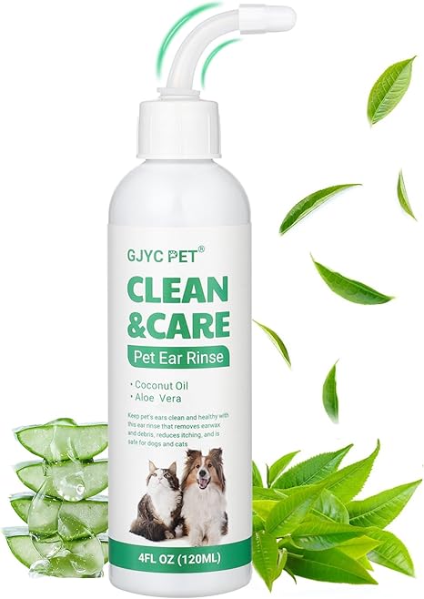 Dog Ear Wash, Dog Ear Drops Stop Ears Inflammation and Itching, Pet Ear Cleaner for Dogs and Cats, Dog Ear Cleaning Solution, Dog Ear Wax, Dirt, Odour Remover, 4 oz