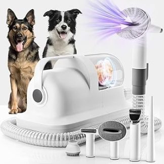 Blanlody Dog Vacuum Cleaner with Brush, 16000 Pa Quiet Dog Brush Vacuum Cleaner Sucks 99.99% of Pet Hair, Dog Clipper, Dog Cat Pet Hair Remover with 6 Care Tools, 1.5 L Dust Container