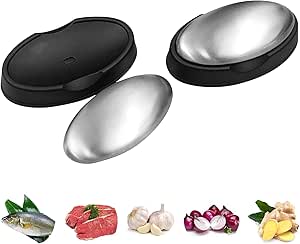 Anti-Rust Stainless Steel Soap Set of 2 Eliminates Odours Eco Soap Stainless Steel Kitchen Manual Odour Eliminator Stainless Steel Soap