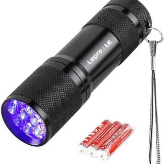 LE UV Torch, 9 LED 395nm Ultraviolet Flashlight, Blacklight Detector for Pet Urine, Stain, Bed Bugs and More, 3 AAA Batteries Included