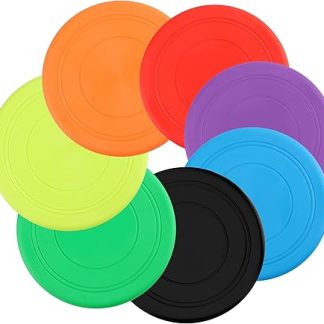 YiliYa Pack of 7 Dog Frisbees, 18 cm Dog Disc, Dog Toy Frisbee, Rubber Frisbee, Dog Frisbee, Dog Training Dog Toy Set for Dog Training, Throwing, Catch and Play (7 Colours)