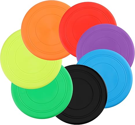 YiliYa Pack of 7 Dog Frisbees, 18 cm Dog Disc, Dog Toy Frisbee, Rubber Frisbee, Dog Frisbee, Dog Training Dog Toy Set for Dog Training, Throwing, Catch and Play (7 Colours)