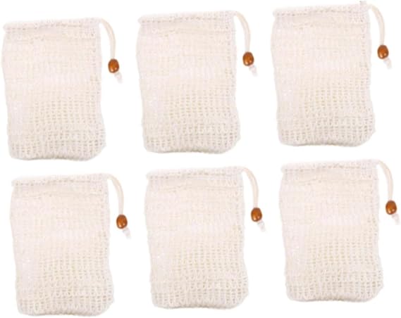 Sharplace 6 Pieces Soap Saver Bags Quick Drying Mesh Cotton Laundry Holder Soap Foam Net for Soap Exfoliating Bathroom Bathroom