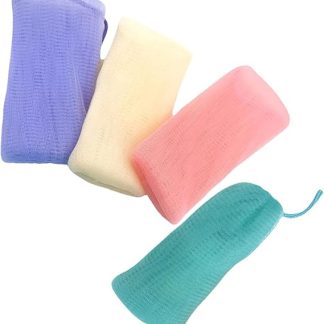 Pack of 4 Coloured Mesh Soap Bags with Drawstring Exfoliating Portable Soap Bag for Solid Soap Pieces Lightweight Quick Drying for Travel and Everyday Use