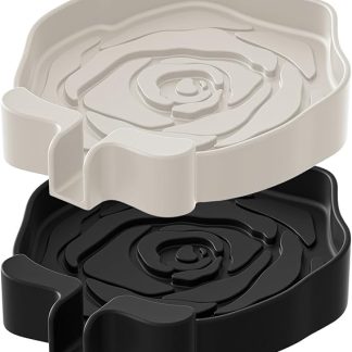 Soap Dish, Silicone Sponge Tray with Drain, Anti Slip Rose Design Holder, Quick Dry Water Resistant Base, 1 Piece, for Bathroom, Shower, Sink, Travel, Kitchen, Outdoor, Commercial 4.33 x 4.33 x 0.67