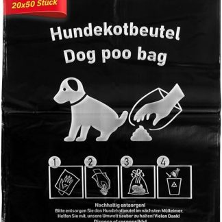 Hypafol Dog Waste Bags, Pack of 1000, 20 x 50 Pieces, 20 x 31 cm, Dog Bags Made of Robust HDPE, Hygienic, Extra Strong and Tear-Resistant, with Hanging Eyelets for Dispenser, Environmentally Friendly