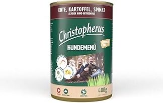 Christopherus Senior Dog Menu with Duck, Potato, Spinach, Complete Food for Older Dogs, Wet Food, 6 x 400 g