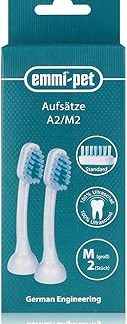 emmi-pet 2 x A2 (M) Large Ultrasonic Attachment Brushes for Emmi-Pet 1.0 & 2.0 Ultrasonic Toothbrush, Prevents Tartar, Fights Bad Breath & Gum Disease - Silent & No Scrubbing