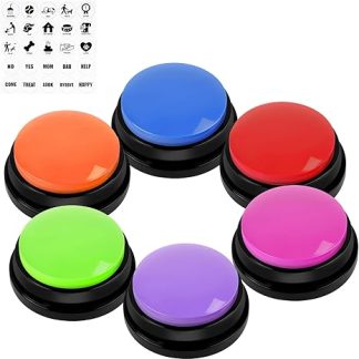 vsshe Buzzer with Recording Function, Pet Talking Training Answer Buzzer, 7 Colours Buzzers Recording Buttons for Dog Interaction, 30 Seconds Recording & Playback Intelligence Toy for Dogs