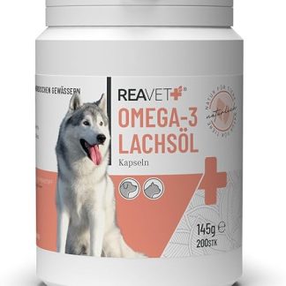 ReaVET Salmon Oil Capsules Dog Pack of 200, Omega-3 Salmon Oil for Dogs and Cats, High Dose Fish Oil in Food Grade