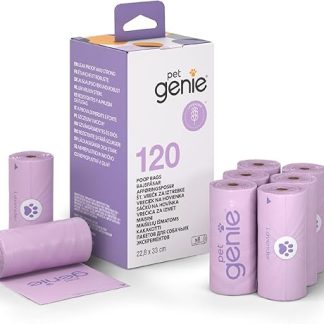 Pet Genie Dog Waste Bags - Leakproof & Extra Thick Dog Waste Bags for Small and Large Dogs, Lavender Scented, 120 Pack, 8 Rolls