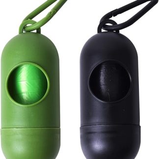 Pack of 2 Dog Waste Bag Dispenser with 3 Rolls, Biodegradable Dog Waste Bags, Waste Bag Dispenser, Bag Dispenser with Lead Clip, Accessories for Dog Leads for Walking with the Dog