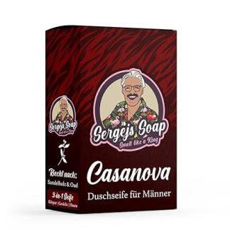 Sergejs Soap - Casanova Solid Soap Bar 3 in 1 Soap with 100% Natural Ingredients | Sandalwood Fragrance | Natural Cosmetics
