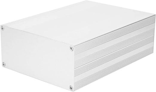 LANTRO JS - Electronic project box made of aluminium, 2.7 x 5.7 x 7.9 inches, matte silver cool box, split type circuit board box, electronic DIY housing