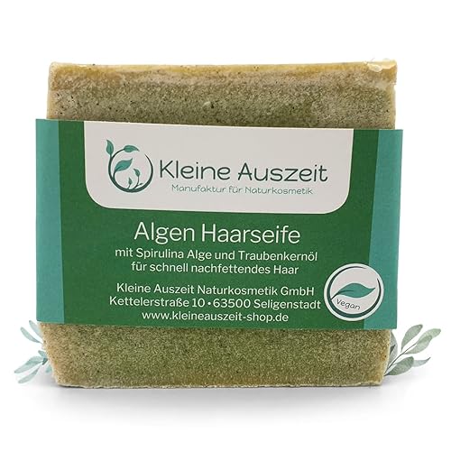 Algae Hair Soap - For Quickly Greasing Hair, as well as Sensitive, Irritated Scalp, Vegan, No Palm Oil, No Plastic, Handmade Natural Soap, Hair Soap from Little Auszeit Manufaktur