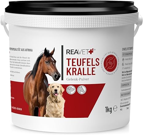 ReaVET Devil's Claw Powder for Dogs and Horses, 1 kg, Natural Joint Powder to Support Joints & Mobility, No Artificial Additives from Pure Devil's Claw Root