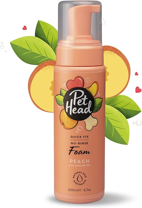 Pet Head Dog Grooming Deodoriser Foam, Quick Fix Foam, for A Simple Dry, Waterless Shampoo for All Dogs Peach, 200 ml, 90442A, 200 ml (Pack of 1)