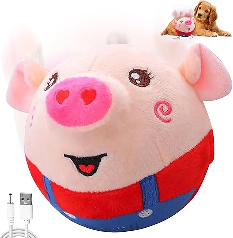 CHANCCI Active Moving Pet Plush Toy, Interactive Dog Toy, Talking Shake, Boredom Toy for Dogs, Washable, Cartoon Pig, Plush Movable Dog Ball for