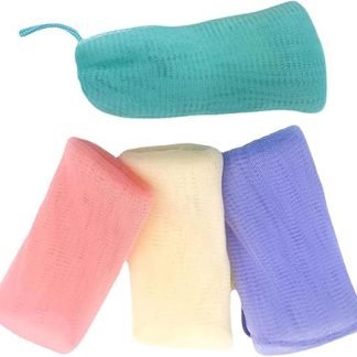 4 Stück-Pack Seifenbeutel aus Netzmaterial mit Kordelzug Schneller Abtropfbeutel für Seifenreste Vielseitiger Aufbewahrungs und Peelingbeutel für Badezimmergebrauch