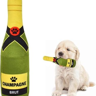 Zimoer Dog Toy Squeaky Plush Squeaky Toy Dog Filled Champagne Bottle 22 cm Squeaky Toy for Puppies, Small and Medium Dogs, Pets