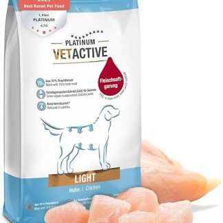 PLATINUM - VETACTIVE Light Dog Food Made from Meat Juice Cooking - 5 kg Dog Food Dry Nutrient Rich Like Barf - Especially Tasty Dry Dog Food for Dogs - Fat and Calorie Reduced